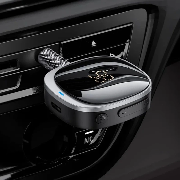 Bluetooth-адаптер для автомобиля с микрофоном Hoco, AUX, USB, LED-дисплей, черный - изображение 6