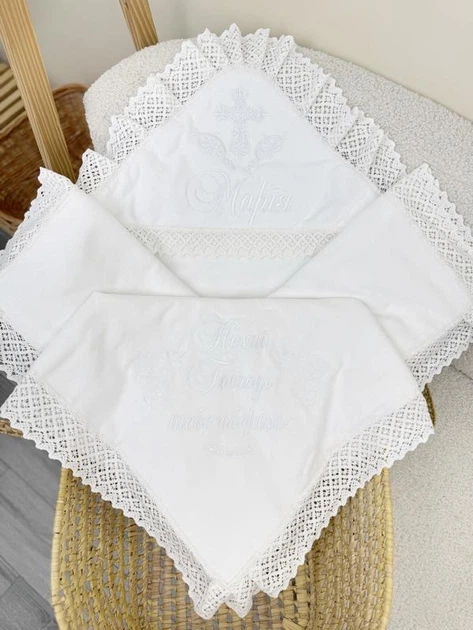Крыжма для девочки с вышивкой Family Tradition велюровая махра 100х100 см белая Белая вышивка - Фото 1 Крыжма для девочки с вышивкой Family Tradition велюровая махра 100х100 см белая Белая вышивка - изображение 1