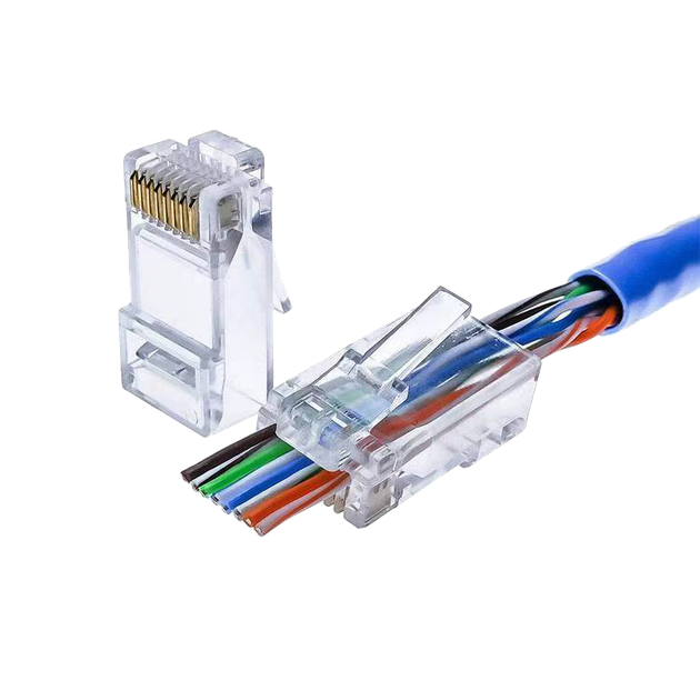 Конектор скрізний GreenVision RJ45 Cat.5E 100 шт/уп. - Фото 1 Конектор скрізний GreenVision RJ45 Cat.5E 100 шт/уп. - зображення 1