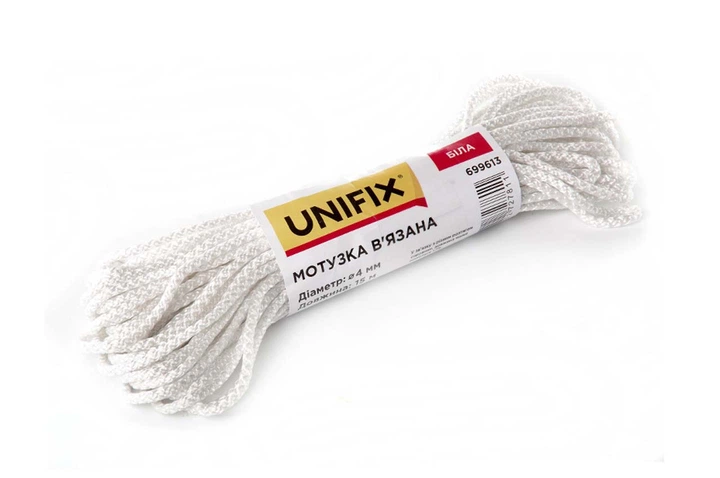 Веревка вязаная Unifix - 6мм x 15м белая - Фото 1 Веревка вязаная Unifix - 6мм x 15м белая - изображение 1