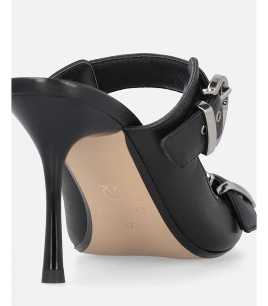 Шлепанцы с двумя пряжками Pinko 38 черный SD0309 - изображение 5