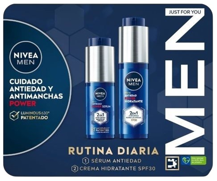 Набір по догляду за обличчям для чоловіків Nivea Men Rutina Diaria Antiedad Сироватка 30 мл + Крем 50 мл (8412300052597) - зображення 1