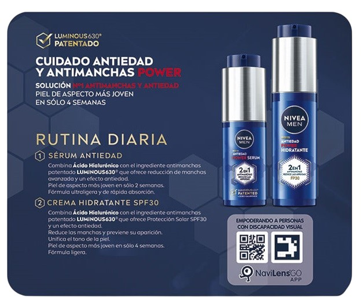 Набір по догляду за обличчям для чоловіків Nivea Men Rutina Diaria Antiedad Сироватка 30 мл + Крем 50 мл (8412300052597) - зображення 2