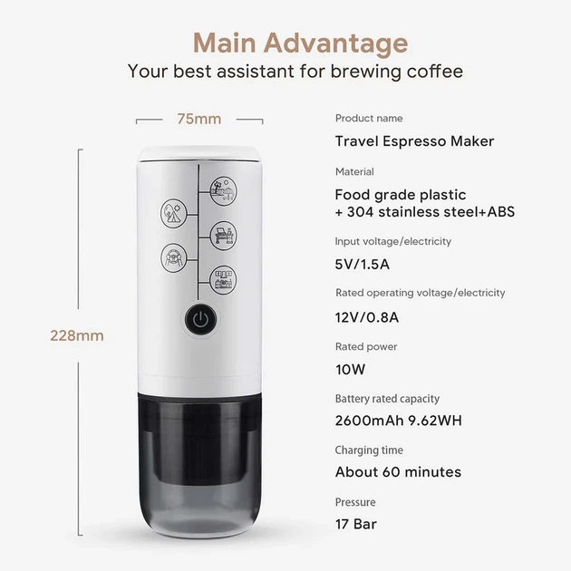 ICafilas Travel Espresso Maker беспроводная портативная кофеварка 2 в 1 Черная (059FCBCEF4BC) - Фото 2 ICafilas Travel Espresso Maker беспроводная портативная кофеварка 2 в 1 Черная (059FCBCEF4BC) - изображение 2