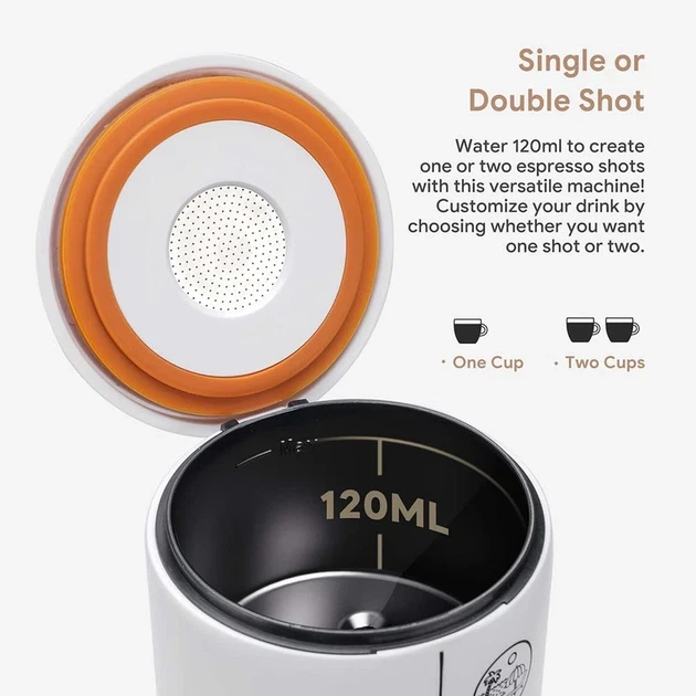 ICafilas Travel Espresso Maker беспроводная портативная кофеварка 2 в 1 Черная (059FCBCEF4BC) - Фото 4 ICafilas Travel Espresso Maker беспроводная портативная кофеварка 2 в 1 Черная (059FCBCEF4BC) - изображение 4