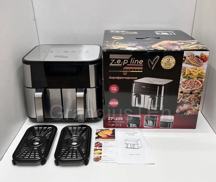 Аерофритюрниця Zepline ZP-209, 4000 Вт, 12 літрів (6 л + 6 л), безмасляна фритюниця, кухонний аерогриль - изображение 6