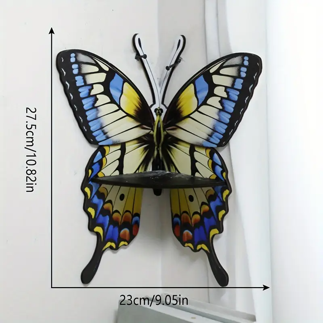 Угловая настенная полка из дерева Бабочка 23×27.5см type F - изображение 3