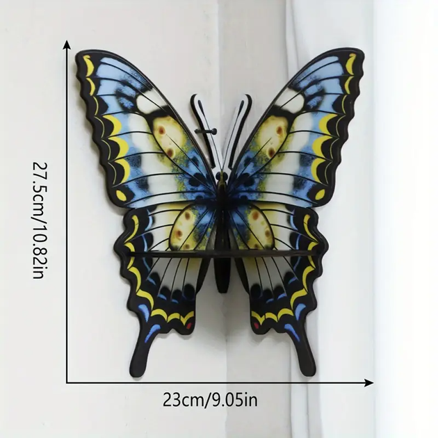 Кутова настінна полиця з дерева Метелик 23×27.5см type G - зображення 3