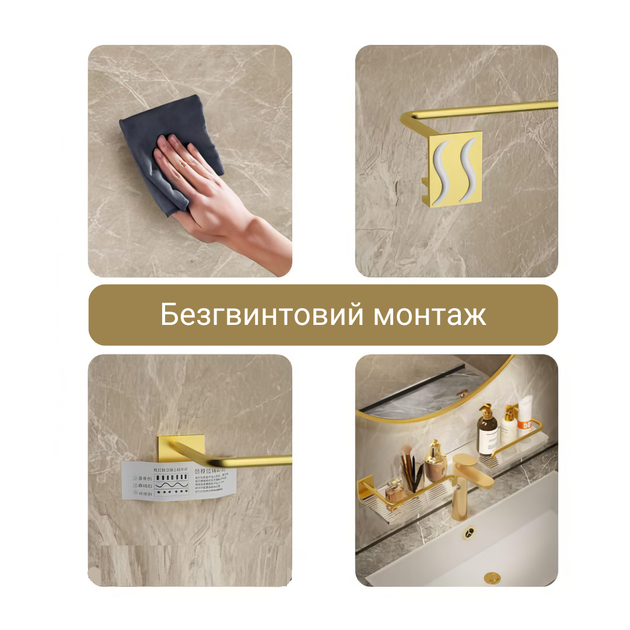 Акриловая настенная полка над раковиной для ванной и кухни навесная 40×10см серебряный - изображение 2