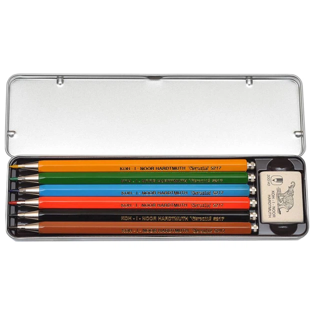 Набор цветных цанговых карандашей K-I-N Diamond Pencils + резинка K-I-N 300/40 в металлическом пенале (5217) - изображение 3