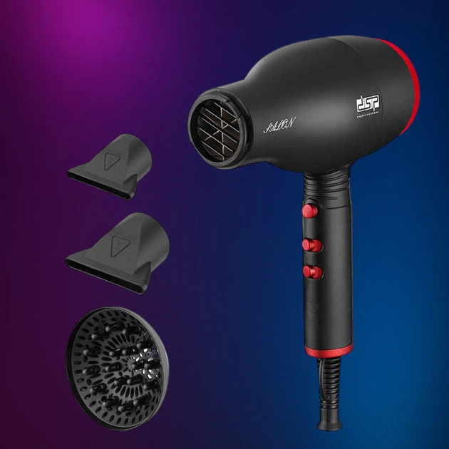 Фен профессиональный для волос DSP 37002 Диффузор 3 насадки 1400 Вт (4-1858742058) - изображение 3