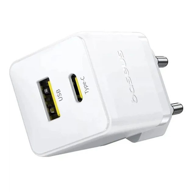 Мережевий зарядний пристрій Baseus Palm 20W з двома портами USB QC3.0 + Type-C PD3.0, P10111608213-00 White - Фото 2 Мережевий зарядний пристрій Baseus Palm 20W з двома портами USB QC3.0 + Type-C PD3.0, P10111608213-00 White - зображення 2