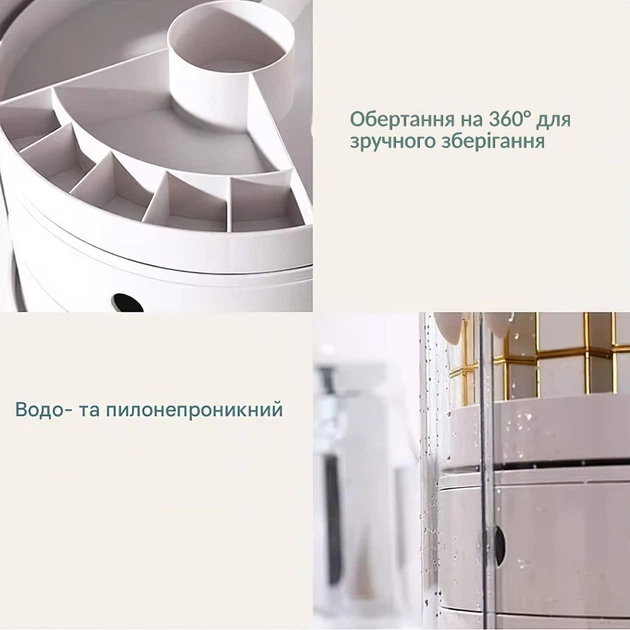 Настольный бокс органайзер-подставка для косметики на 4 секции с портативным дорожным кейсом - изображение 4