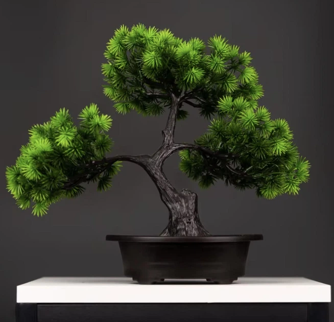 Искусственная композиция Бонсай Сосновое Дерево в горшке Pine Bonsai Зеленый 32×27 см - изображение 6