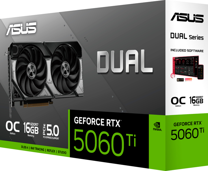 Відеокарта ASUS PCI-Ex GeForce RTX 5060 Ti Dual OC Edition 16GB GDDR7 (128bit) (2632/28000) (HDMI, 3 x DisplayPort) (DUAL-RTX5060TI-O16G) - зображення 7