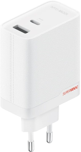 Ładowarka sieciowa OnePlus Supervooc Dual Ports GaN 120 W + Kabel USB-C White (6921815627715) - obraz 2