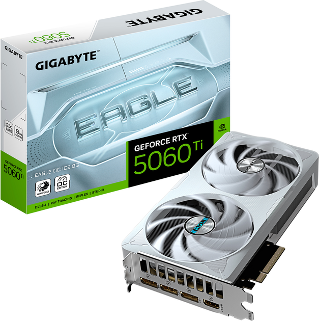 Відеокарта Gigabyte PCI-Ex GeForce RTX 5060 Ti EAGLE OC ICE 8G 8GB GDDR7 (128bit) (2617/28000) (HDMI, 3 x DisplayPort) (GV-N506TEAGLEOC ICE-8GD) - зображення 10