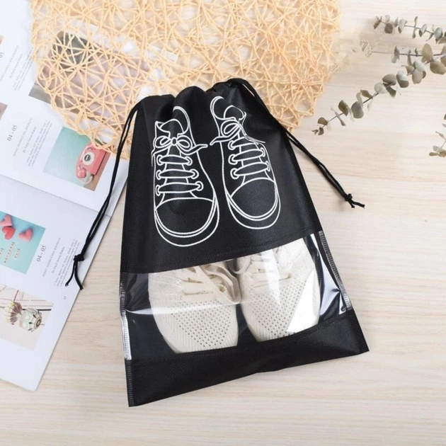Универсальная водонепроницаемая сумка для хранения обуви ShoeBag, черная, 4 штуки - Фото 2 Универсальная водонепроницаемая сумка для хранения обуви ShoeBag, черная, 4 штуки - изображение 2
