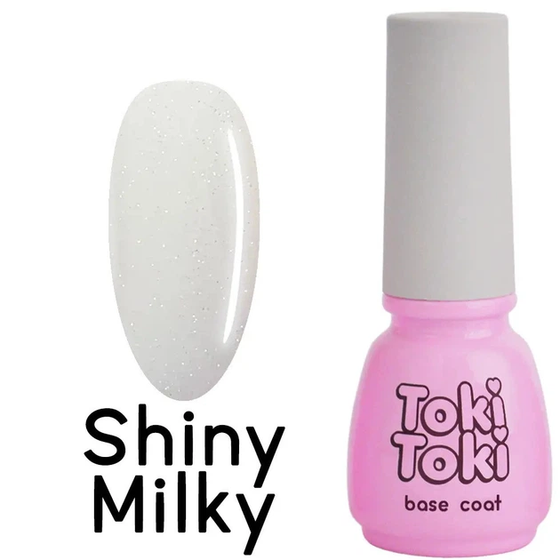 База для нігтів камуфлююча з шимером Shiny Milky (молочна) Toki Toki 5 мл - Фото 1 База для нігтів камуфлююча з шимером Shiny Milky (молочна) Toki Toki 5 мл - зображення 1