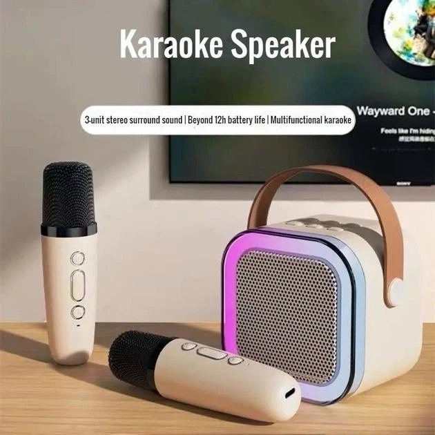 Портативная колонка Bluetooth с микрофонами и подсветкой / Мини караоке-колонка - изображение 8