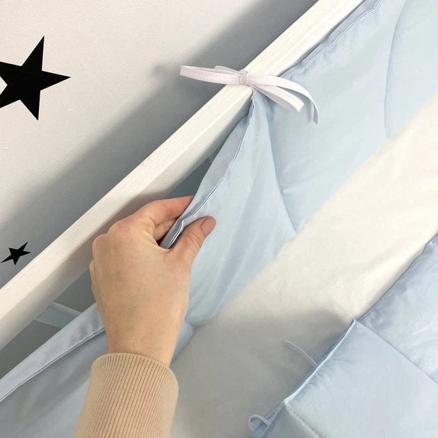 Однотонные бортики в детскую кроватку Oh My Kids "Blue" - Фото 4 Однотонные бортики в детскую кроватку Oh My Kids "Blue" - изображение 4