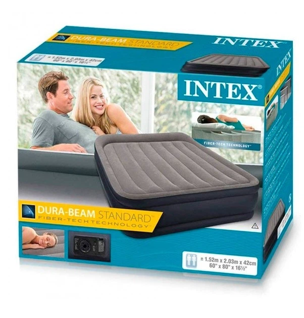 Надувная кровать - матрас велюр Intex 64136 со встроенным насосом (220-240В) 152х203х42 см Черная - Фото 3 Надувная кровать - матрас велюр Intex 64136 со встроенным насосом (220-240В) 152х203х42 см Черная - изображение 3