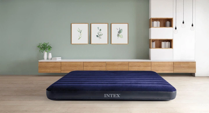 Матрас надувной велюр Intex 64758 клапан 2 в 1 137х191х25 см Синий - изображение 5