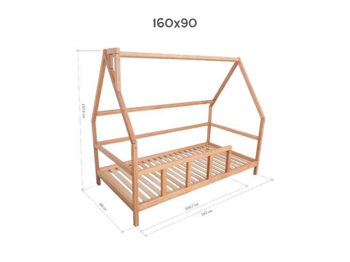 Детская кровать домик Монтессори от Busy Wood на ножках с ящиками 2х90см Модель 1 темное дерево 160х90 см - изображение 2