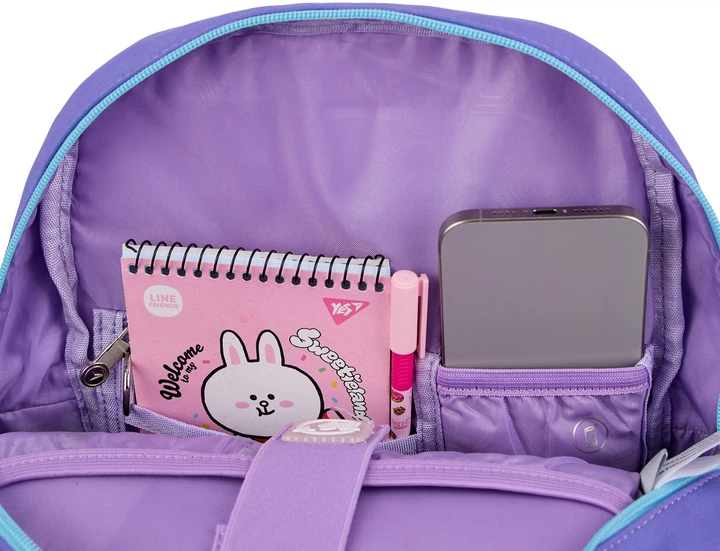 Рюкзак школьный YES S-104 Line Friends Pretty Choco 36 x 26 x 13 см 12 л (5056574445865) - изображение 10