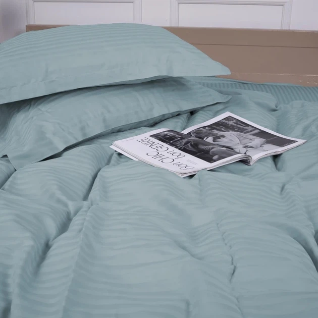Простынь MirSon двуспальная 200x220 см 30-0015 Green Wave Satin Stripe (2200005253441) - Фото 4 Простынь MirSon двуспальная 200x220 см 30-0015 Green Wave Satin Stripe (2200005253441) - изображение 4