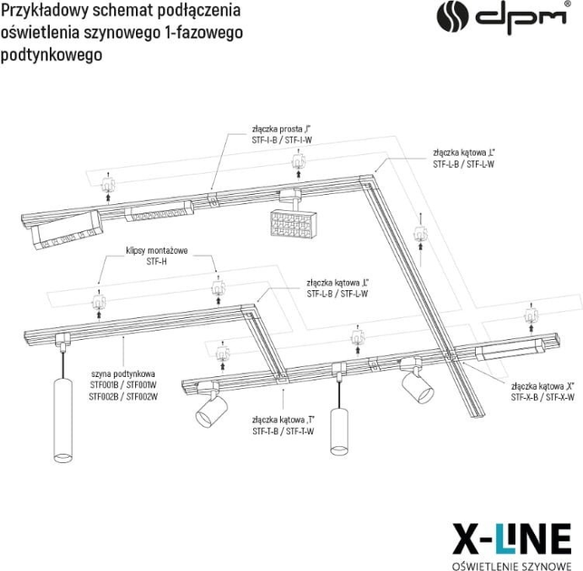 Набір для освітлення DPM X-Line трековий 4 x GU10 Gold (STR-4XGU10-G) - зображення 12