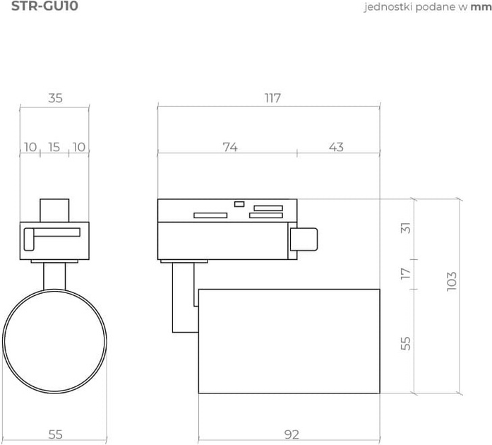 Трековий світильник DPM X-Line GU10 Золотий (STR-GU10-G) - зображення 8