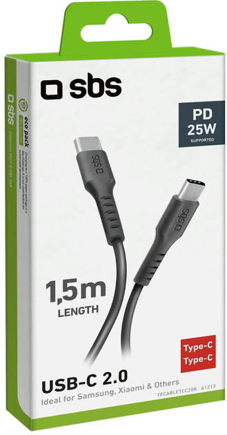 Кабель SBS USB Type-C - USB Type-C 1.5 м Black (TECABLETCC20K) - зображення 5