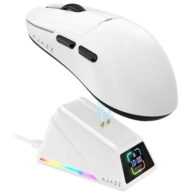 Мышка AJAZZ AJ159 Apex PAW3950 8K с док-станцией белая – фото