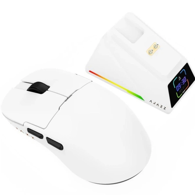 Мышка AJAZZ AJ159 Apex PAW3950 8K с док-станцией белая – фото
