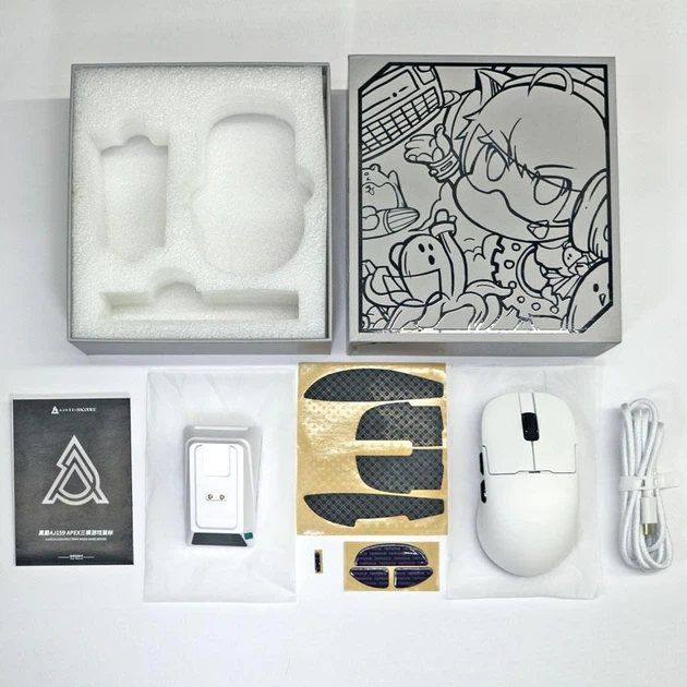 Мышка AJAZZ AJ159 Apex PAW3950 8K с док-станцией белая – фото