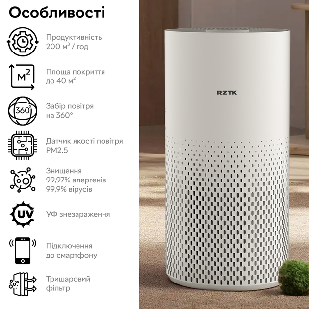 Очищувач повітря RZTK Smart Air Purifier - зображення 2