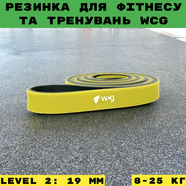 Резинка-эспандер для тренировок и фитнеса WCG Two Colors латексная 8-25 кг (W-4085Y-1) - изображение 8