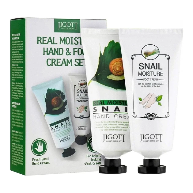 Набор кремов для ухода за руками и ногами с муцином улитки - Jigott Real Moisture Hand & Foot Cream Set, - Фото 1 Набор кремов для ухода за руками и ногами с муцином улитки - Jigott Real Moisture Hand & Foot Cream Set, - изображение 1