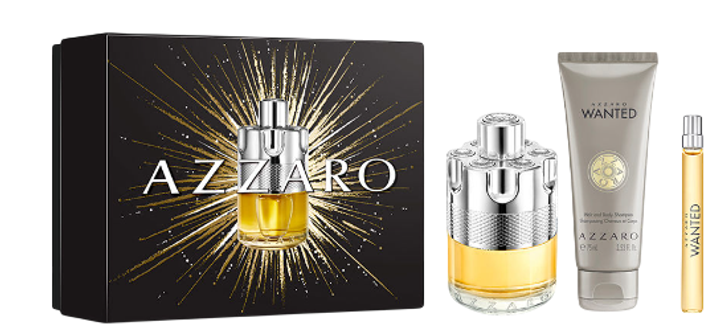 Zestaw męski Azzaro Wanted Woda perfumowana 100 ml + Miniaturka Woda perfumowana 10 ml + Żel pod prysznic 75 ml (3614274306453) - obraz 1
