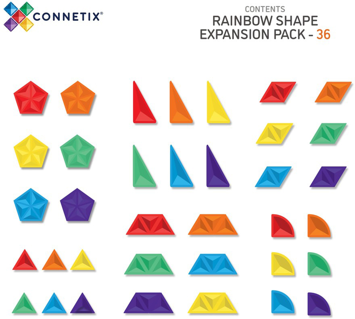 Bloki magnetyczne Connetix Rainbow Shape Expansion Pack 36 elementów CT-R-00036-SE (850036293316) - obraz 5