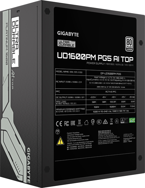 Блок живлення Gigabyte UD1600PM PG5 AI TOP (GP-UD1600PM PG5) - зображення 3