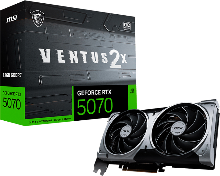 Відеокарта MSI PCI-Ex GeForce RTX 5070 Ventus 2X OC 12GB GDDR7 (192bit) (2557/28000) (HDMI, 3 x DisplayPort) (RV532-003R) - зображення 6