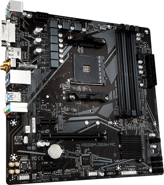 Материнська плата Gigabyte A520M DS3H AC (sAM4, AMD A520, PCI-Ex16) - зображення 2
