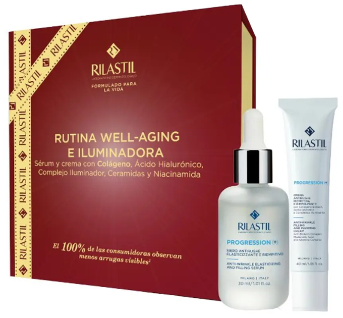 Zestaw do pielęgnacji twarzy Rilastil Progression (+) Krem przeciwzmarszczkowy do twarzy 40 ml + Serum do twarzy 30 ml (8428749976806) - obraz 1