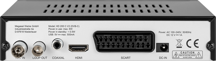 Tuner cyfrowy dekoder telewizji naziemnej Megasat HD 200 C V2 DVB-C (4046173108286) - obraz 2