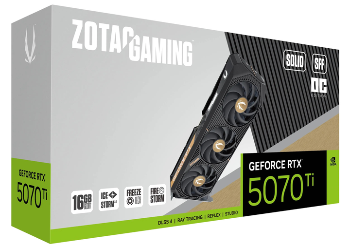 Karta graficzna Zotac PCI-Ex GeForce RTX 5070 Ti Solid SFF OC 16GB GDDR7 (256bit) (2482/28000) (HDMI, 3 x DisplayPort) (ZT-B50710J3-10P) - obraz 6