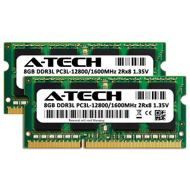 Оперативная память A-Tech 16GB (Kit of 2х8GB) DDR3L-1600 (PC3L-12800) SODIMM 2Rх8 (AT16G2D3S1600ND8N135V) - Фото 1 Оперативная память A-Tech 16GB (Kit of 2х8GB) DDR3L-1600 (PC3L-12800) SODIMM 2Rх8 (AT16G2D3S1600ND8N135V) - изображение 1
