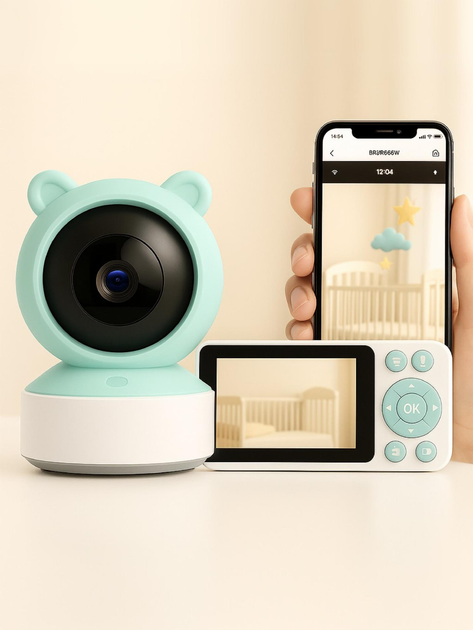 Видеоняня с двухсторонней связью Baby Monitor с 5 дюймовым HD экраном поворотная радионяня с портативным дисплеем и управление со смартфоном датчиком звука, движения, ночное видение - изображение 1