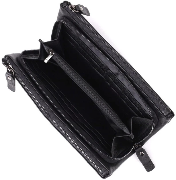 Женский кошелек-клатч ST Leather из натуральной кожи на молнии черный 55671 - изображение 5